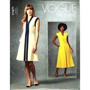 Vogue V1671 Misses 6 to 14 Semi Fitted Lined Dress UNCUT Sewing Pattern